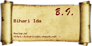 Bihari Ida névjegykártya